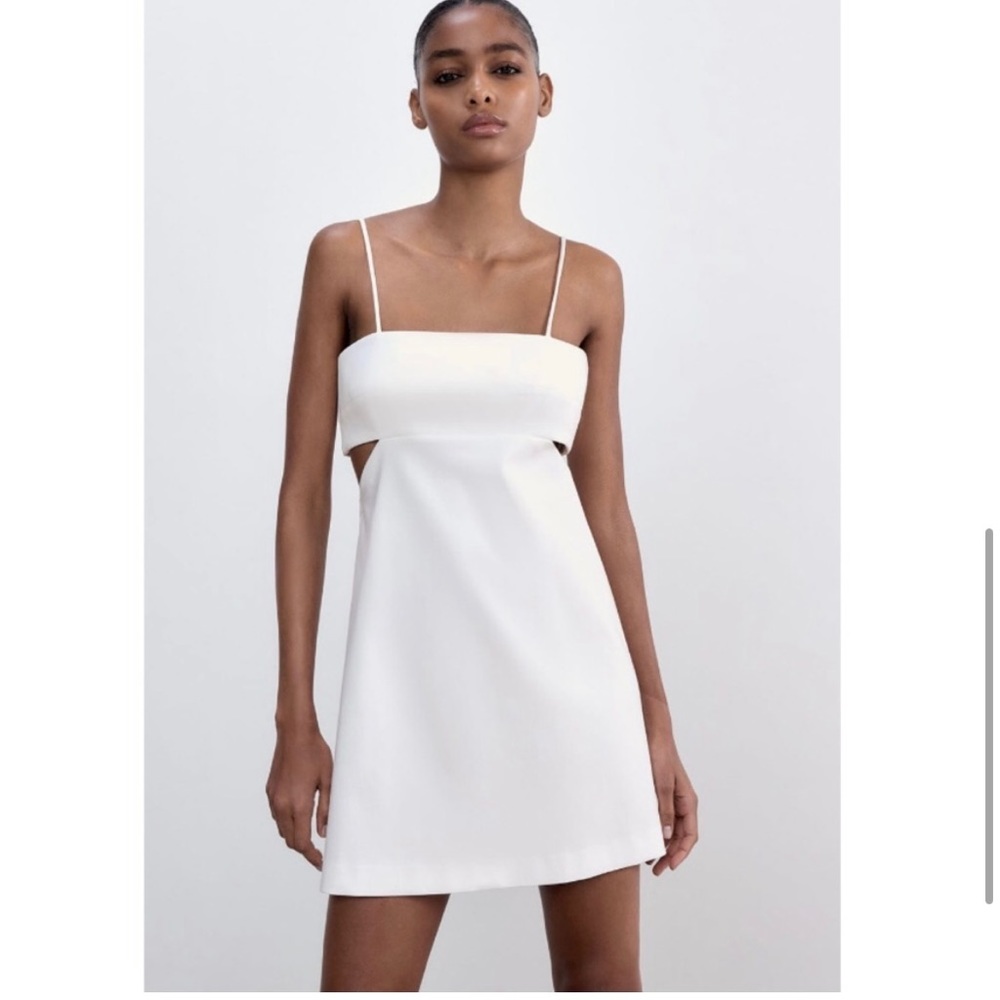 ZARA White Cut-Out Dress
